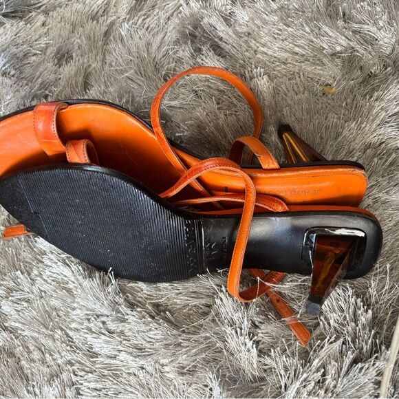 Versace 90s Vintage glass Heel open toe strappy sandals Designer crocodile y2k - Picture 7 of 10